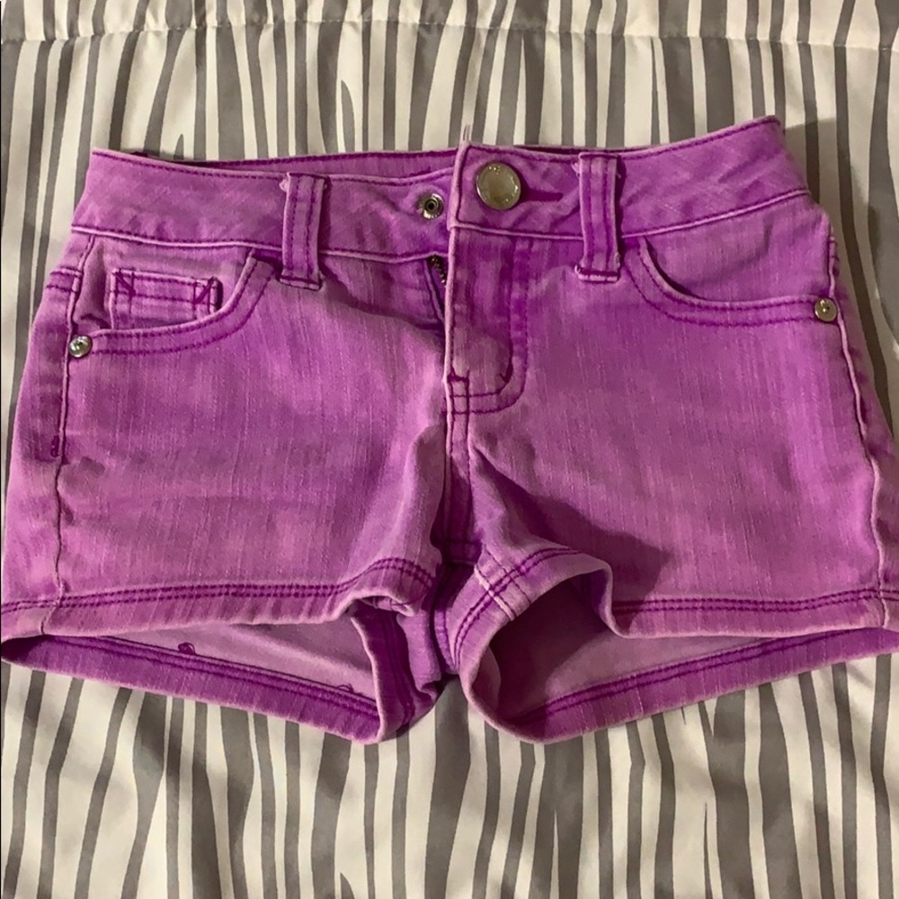 Purple Denim Shorts